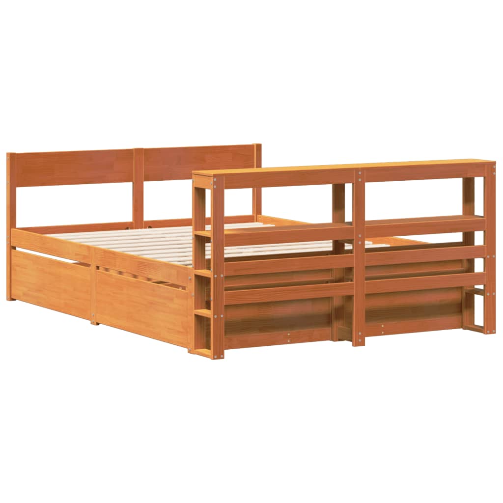 Sengeramme uten madrass voksbrun 160x200 cm heltre furu