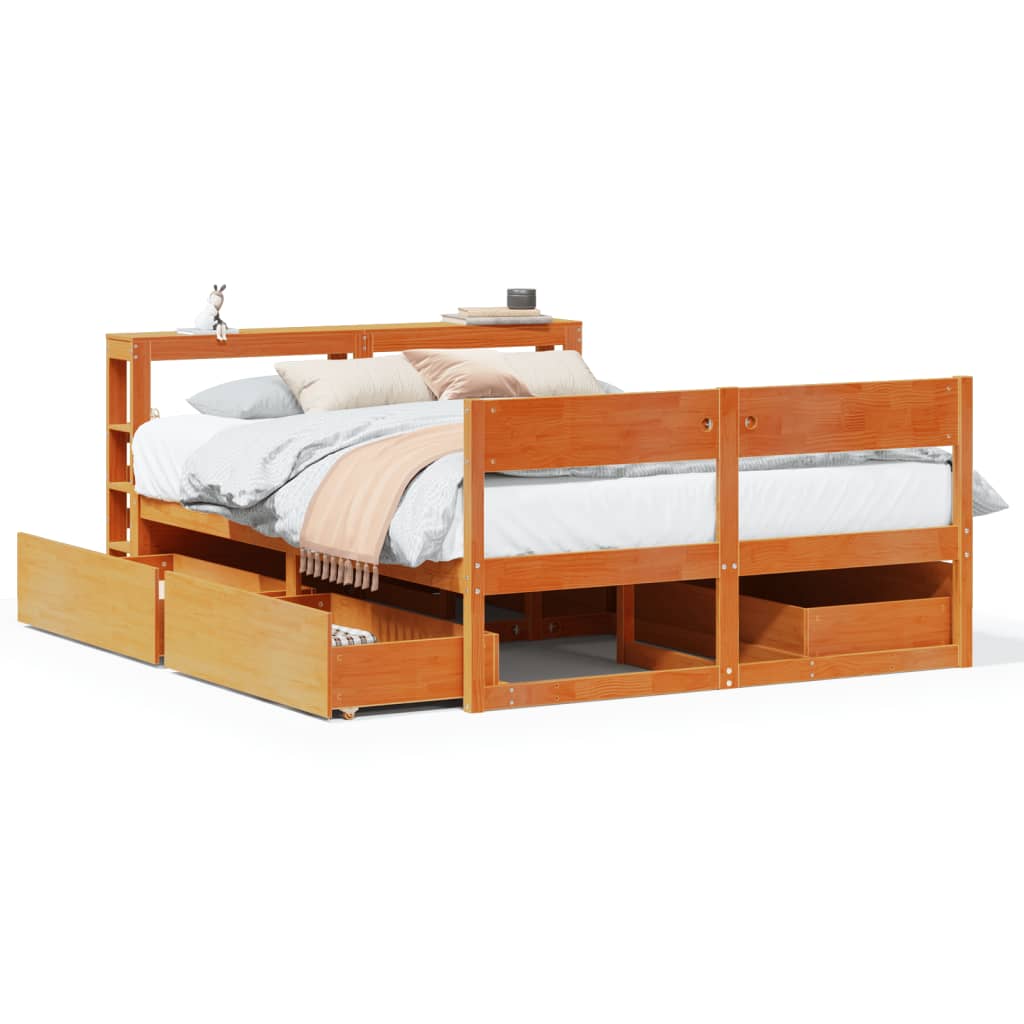 Sengeramme uten madrass brun 135x190 cm heltre furu
