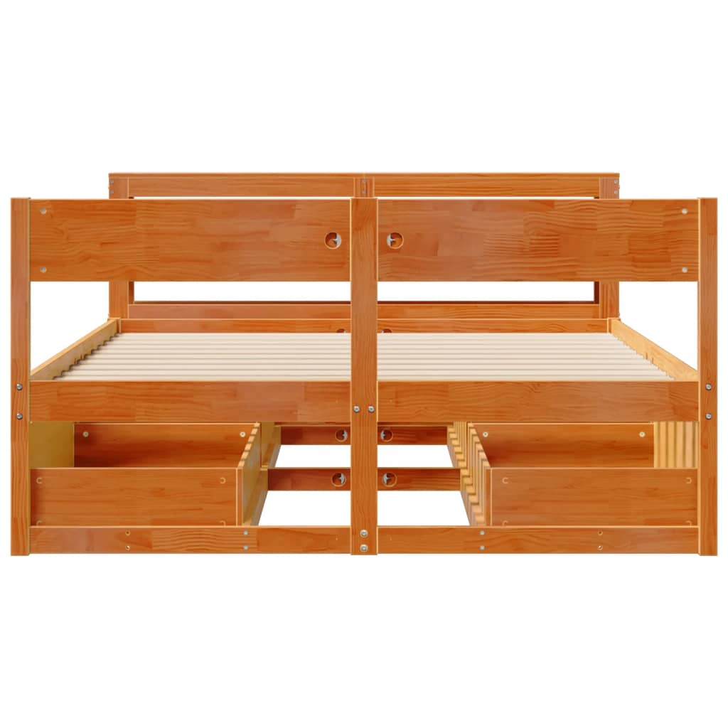 Sengeramme uten madrass brun 135x190 cm heltre furu