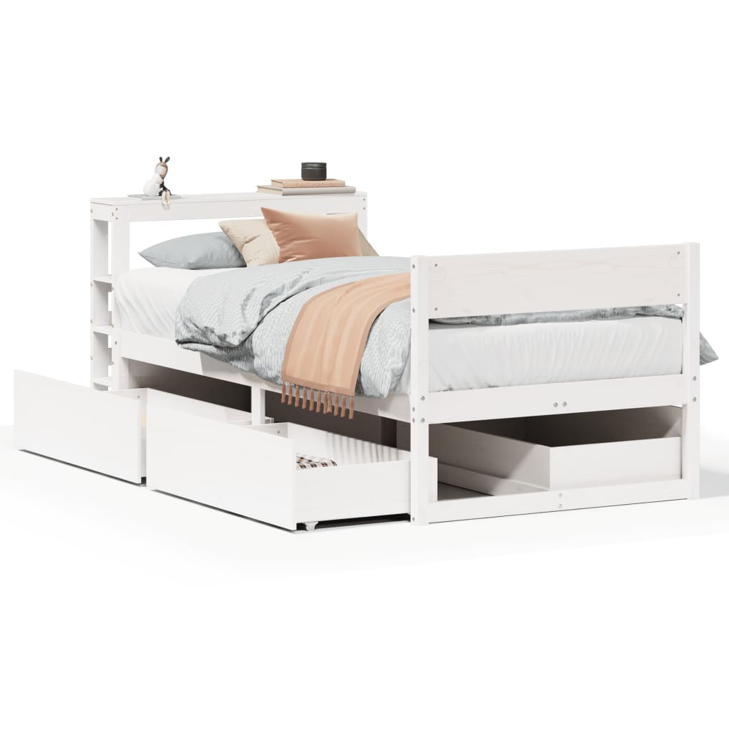 Sengeramme uten madrass hvit 75x190 cm heltre furu