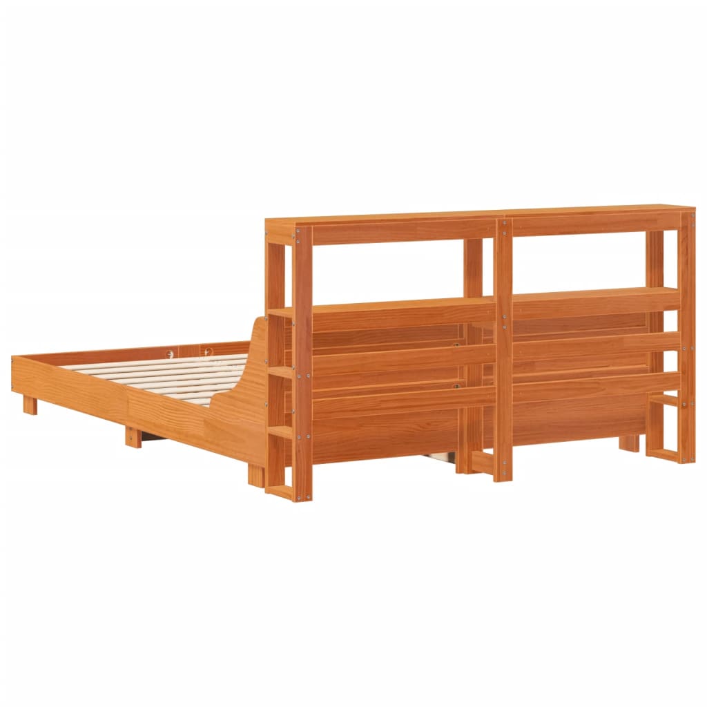 Sengeramme uten madrass voksbrun 140x190 cm heltre furu