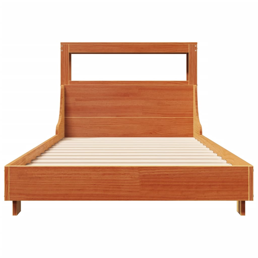 Sengeramme uten madrass voksbrun 75x190 cm heltre furu