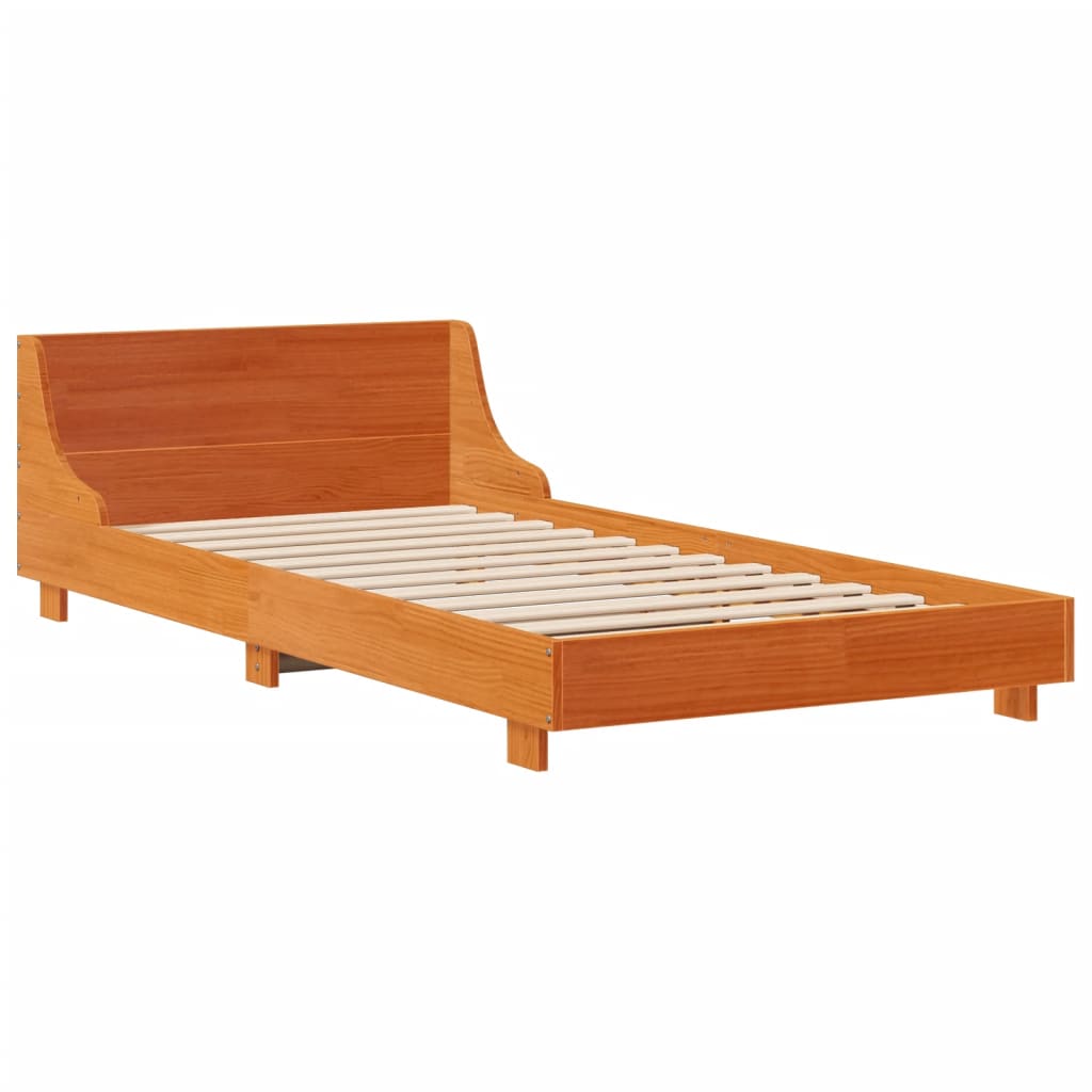 Sengeramme uten madrass voksbrun 75x190 cm heltre furu