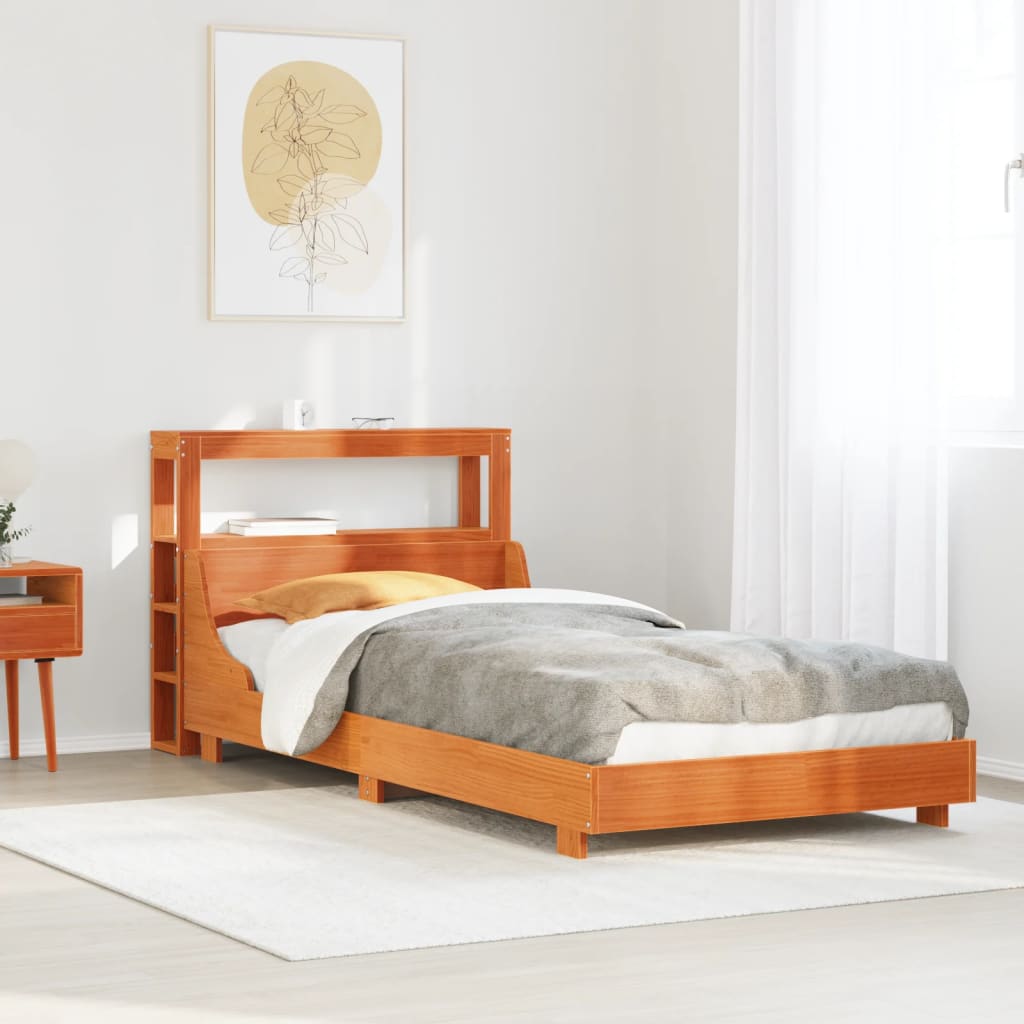 Sengeramme uten madrass voksbrun 75x190 cm heltre furu