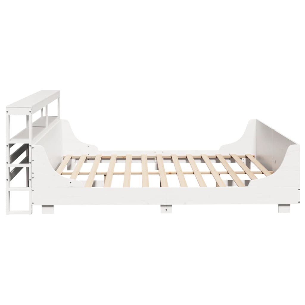 Sengeramme med madrass hvit 200x200 cm heltre furu