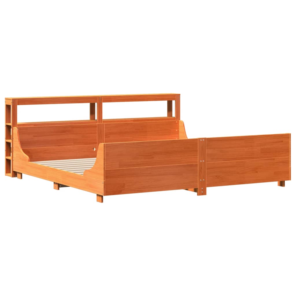 Sengeramme uten madrass voksbrun 200x200 cm heltre furu