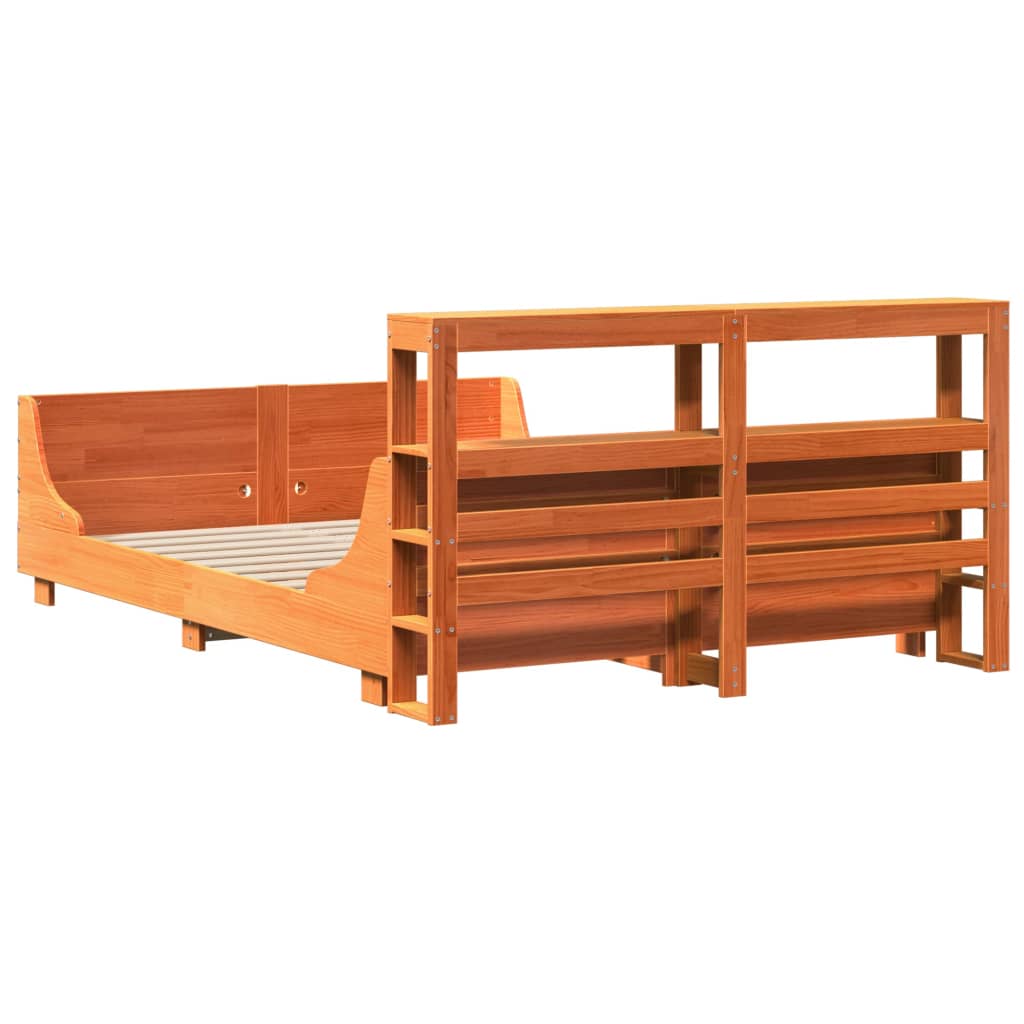 Sengeramme uten madrass voksbrun 140x200 cm heltre furu