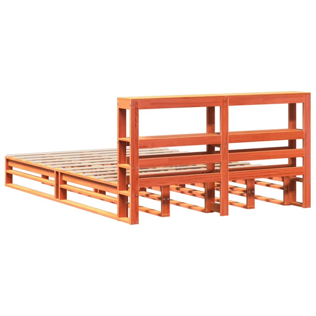 Sengeramme uten madrass voksbrun 140x200 cm heltre furu