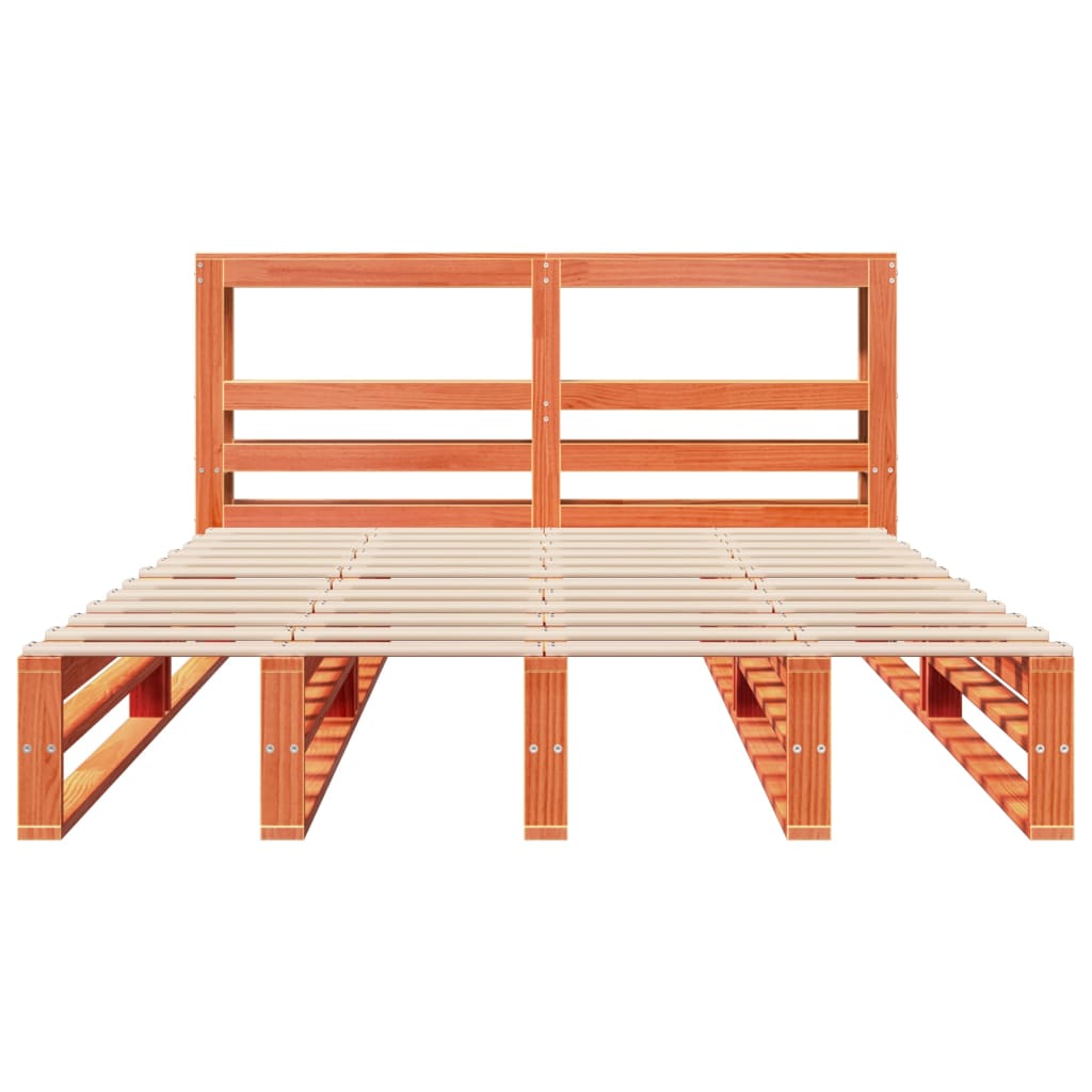 Sengeramme uten madrass voksbrun 160x200 cm heltre furu