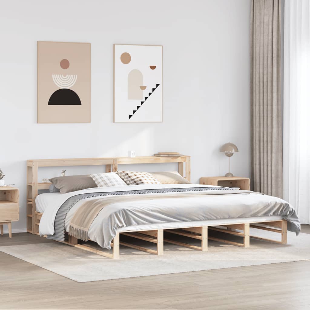 Sengeramme med madrass 200x200 cm heltre furu