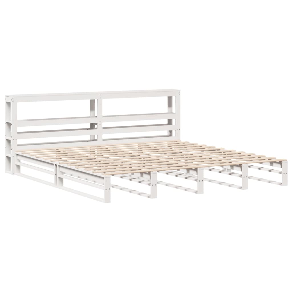 Sengeramme med madrass hvit 200x200 cm heltre furu