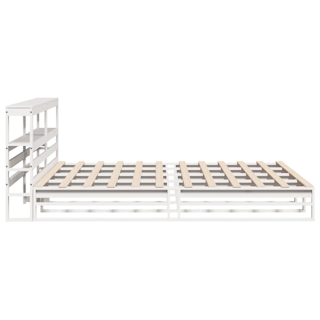 Sengeramme med madrass hvit 200x200 cm heltre furu