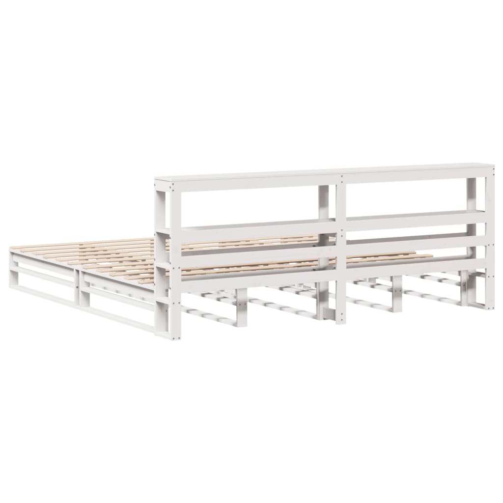 Sengeramme med madrass hvit 200x200 cm heltre furu