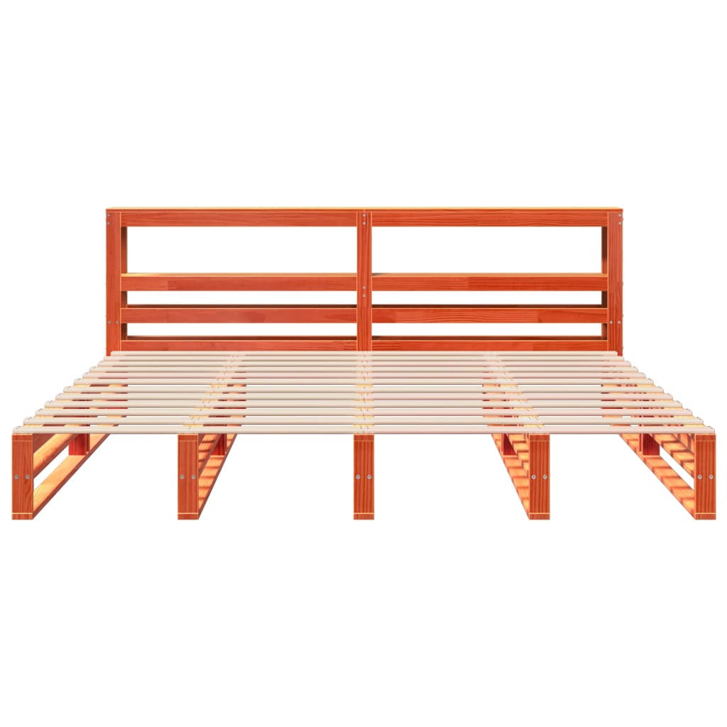 Sengeramme uten madrass voksbrun 200x200 cm heltre furu