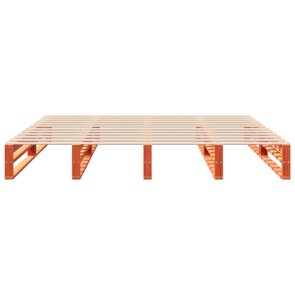 Sengeramme uten madrass voksbrun 200x200 cm heltre furu