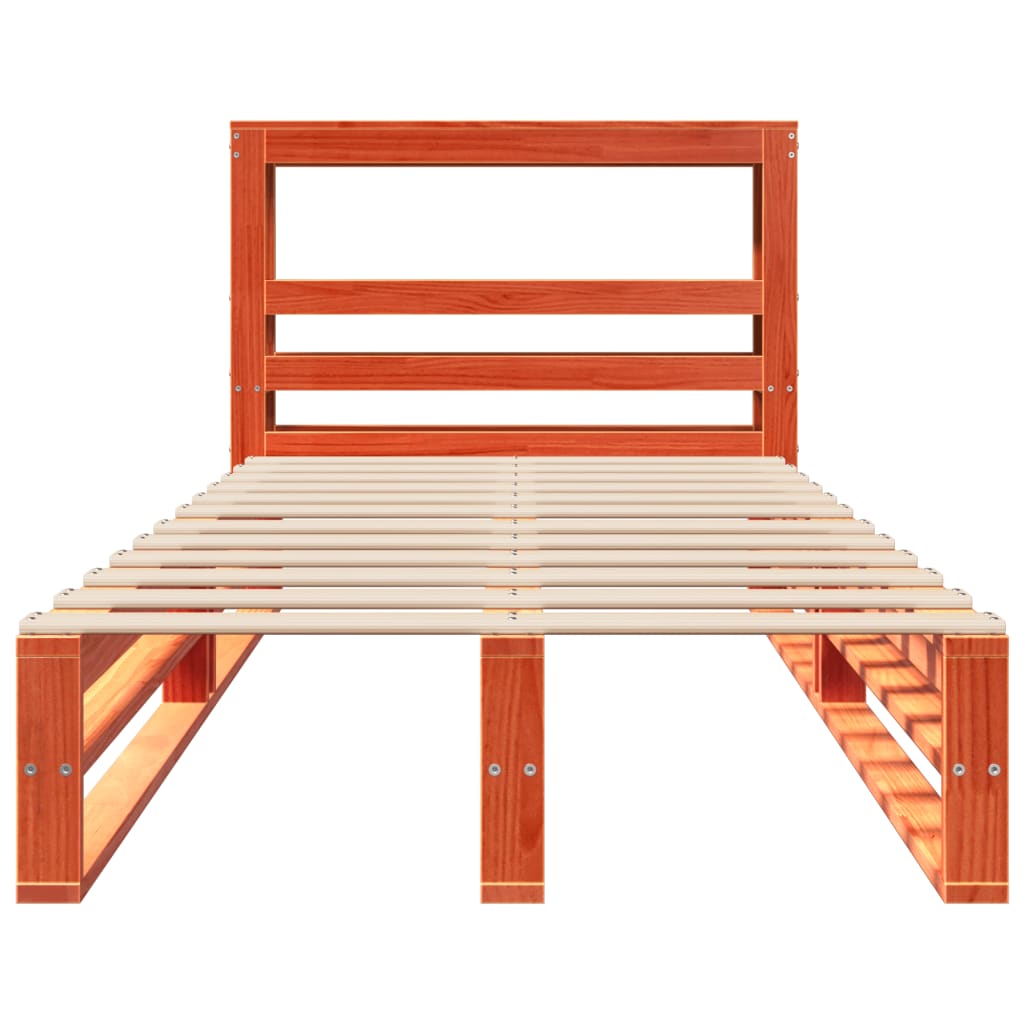 Sengeramme uten madrass voksbrun 75x190 cm heltre furu