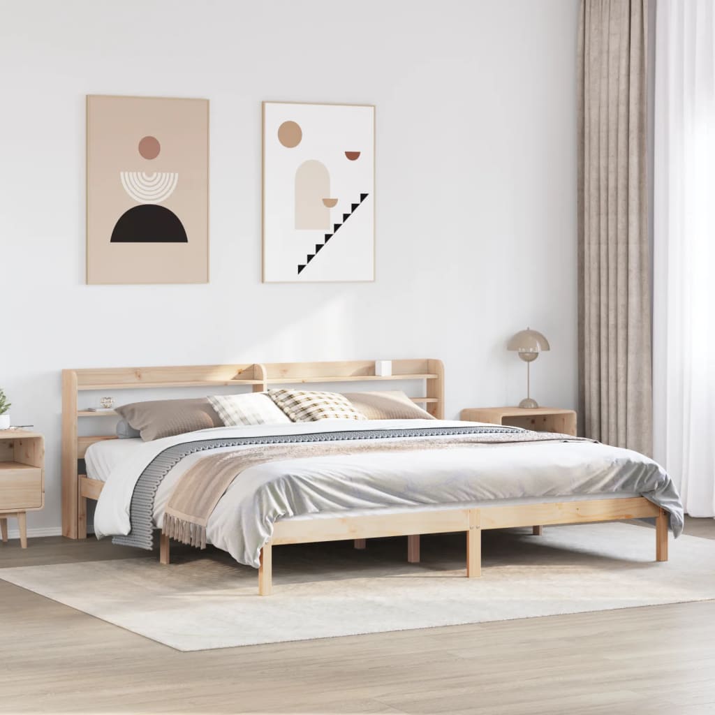 Sengeramme med madrass 200x200 cm heltre furu