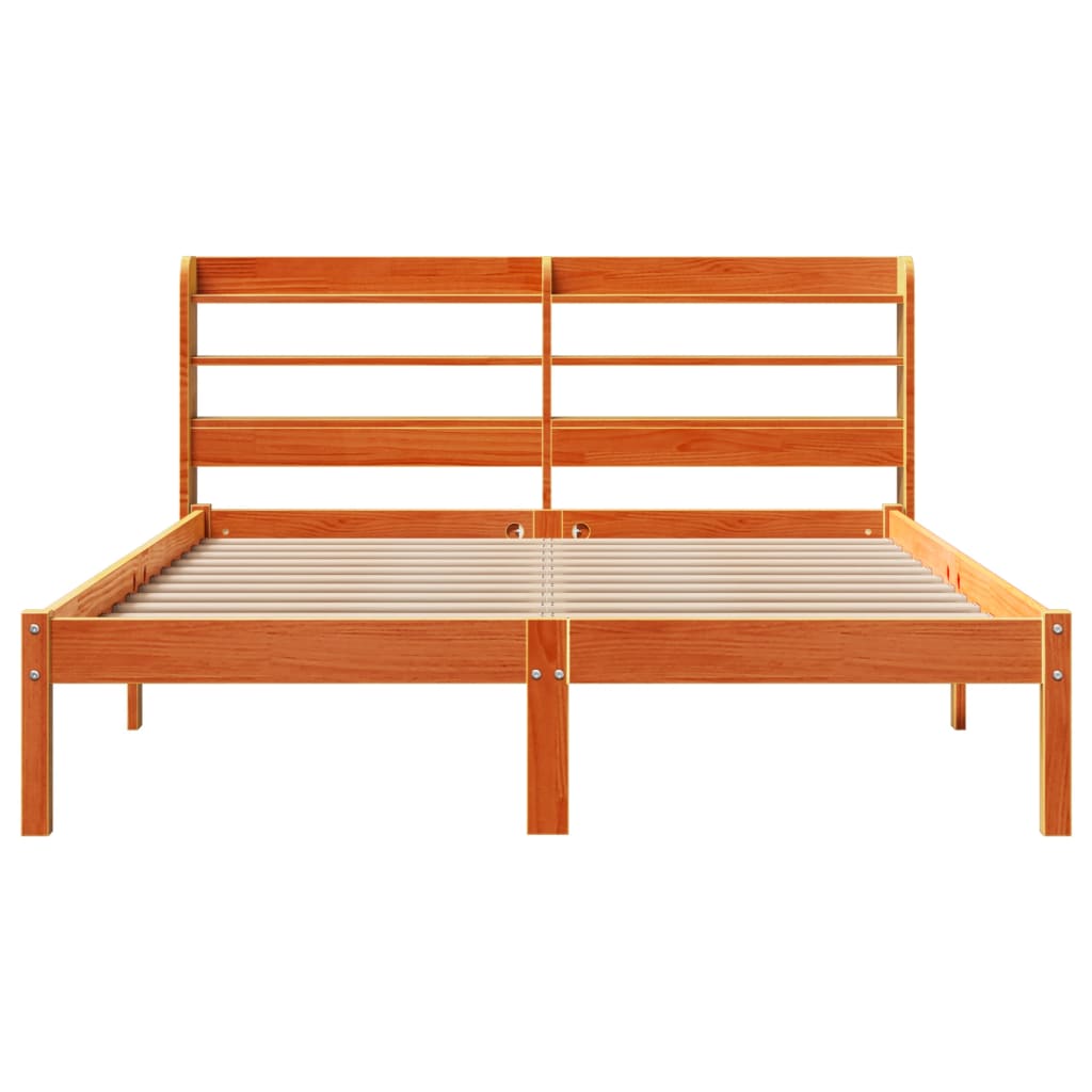 Sengeramme med hodegavl voksbrun 120x190 cm heltre furu