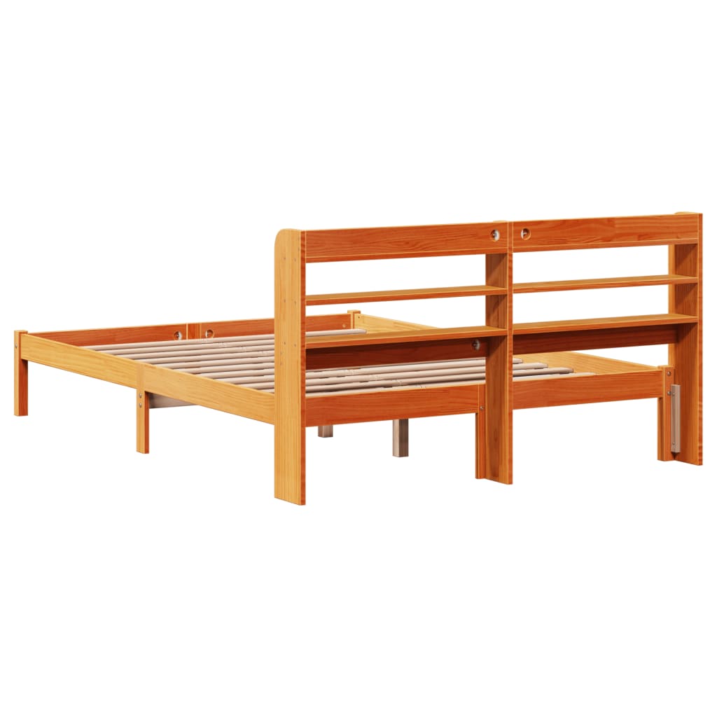 Sengeramme med hodegavl voksbrun 120x200 cm heltre furu