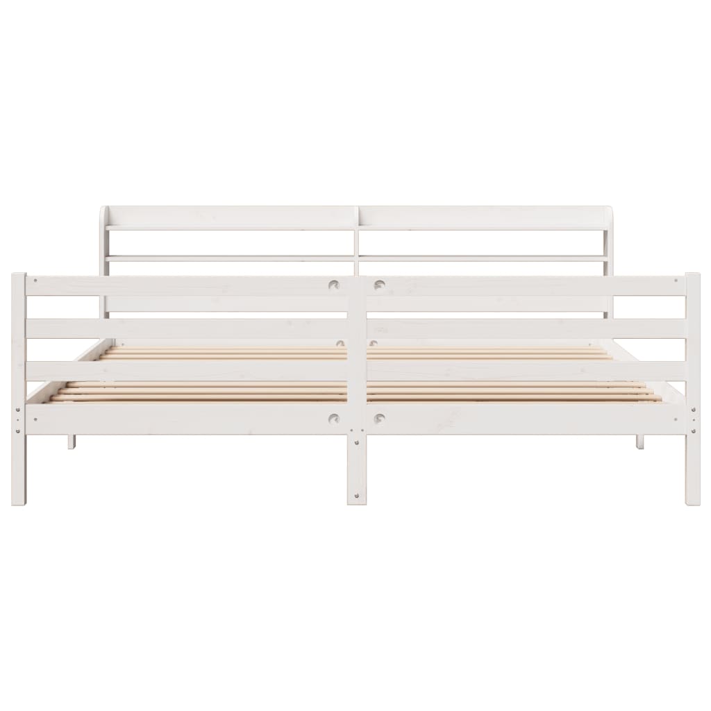 Sengeramme med hodegavl hvit 200x200 cm heltre furu