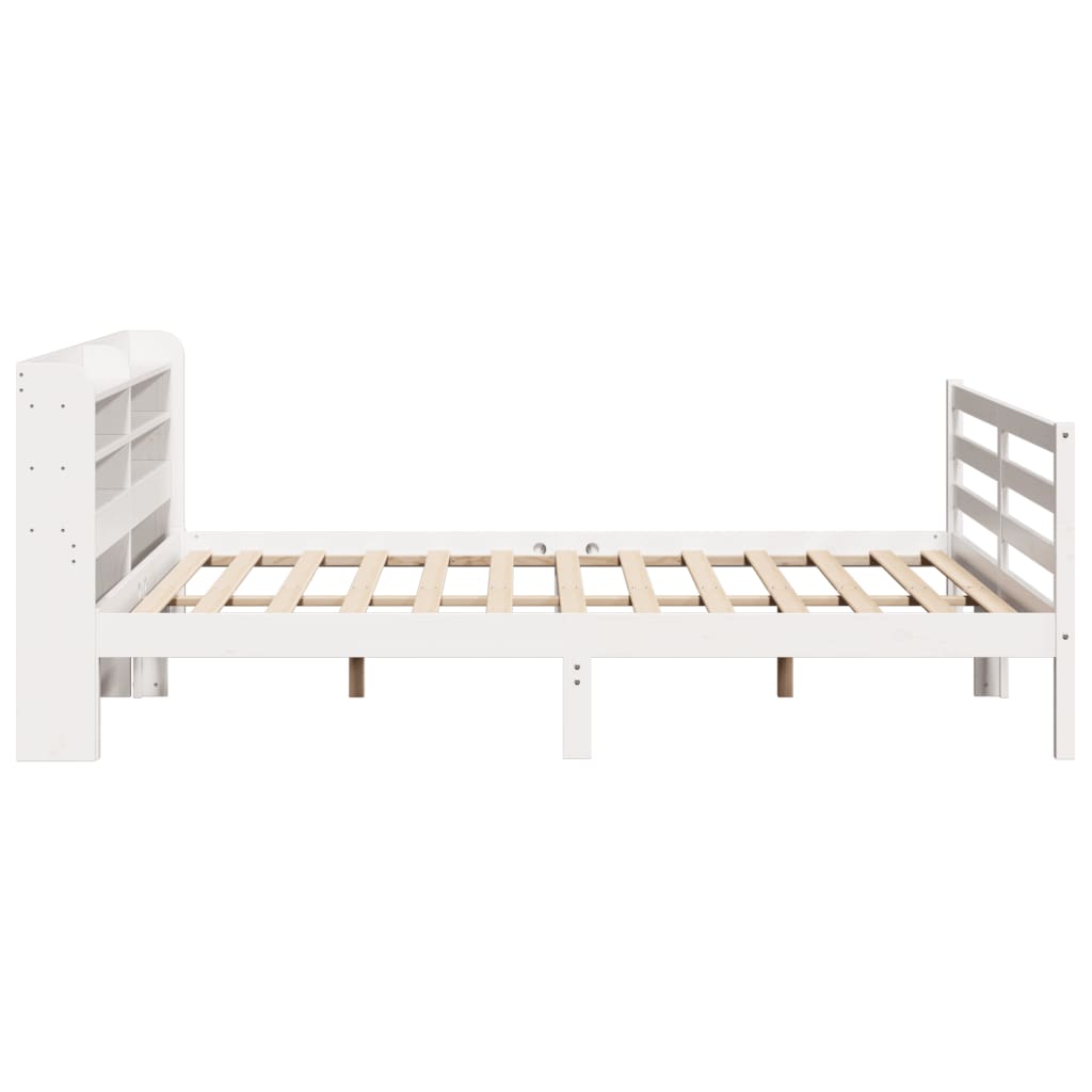 Sengeramme med hodegavl hvit 200x200 cm heltre furu