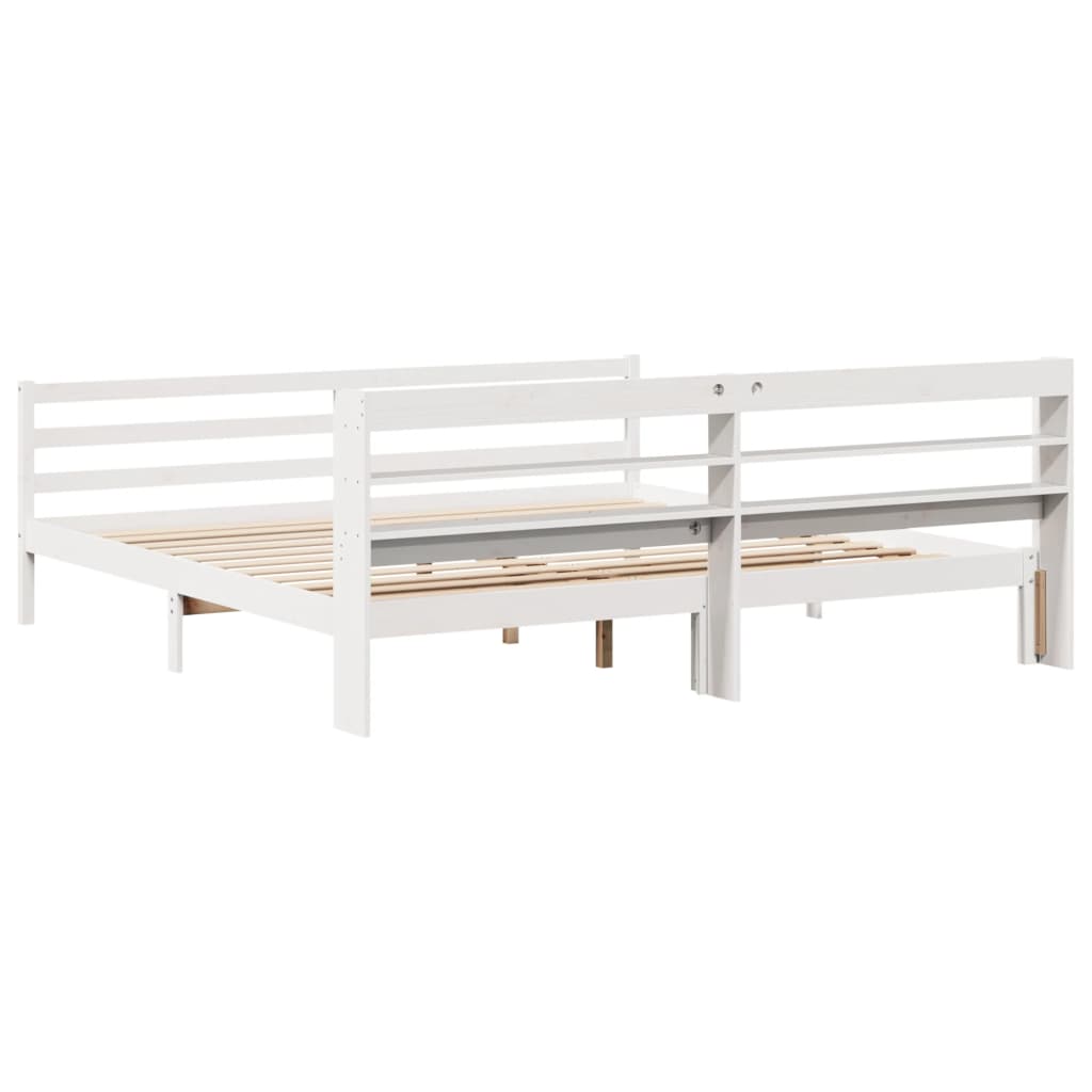 Sengeramme med hodegavl hvit 200x200 cm heltre furu