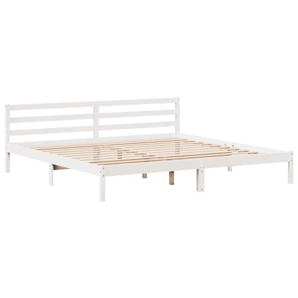 Sengeramme med hodegavl hvit 200x200 cm heltre furu