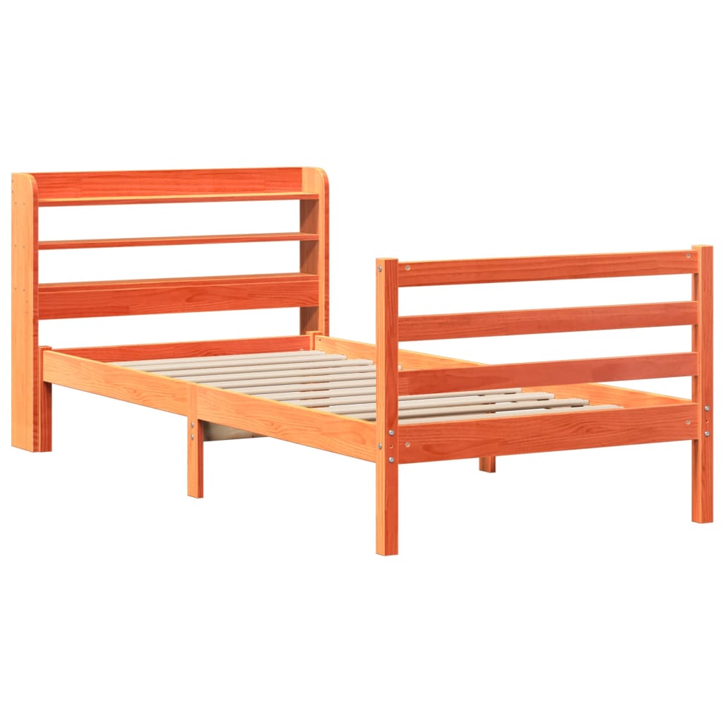 Sengeramme uten madrass voksbrun 75x190 cm heltre furu