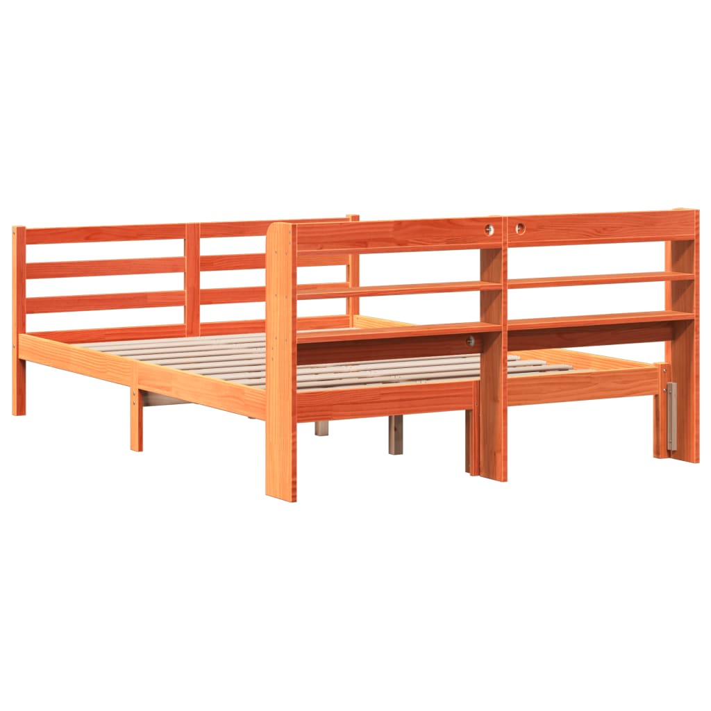 Sengeramme uten madrass brun 150x200 cm heltre furu
