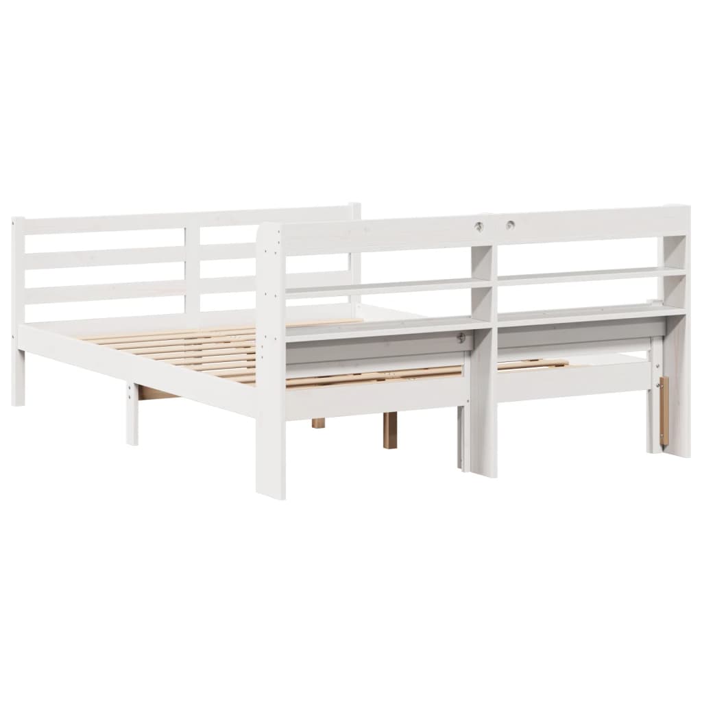Sengeramme med hodegavl hvit 135x190 cm heltre furu