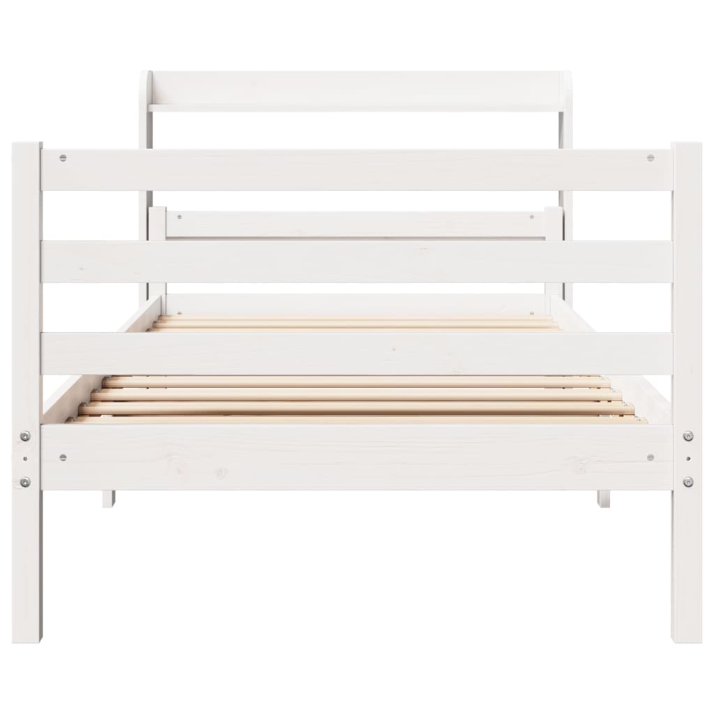 Sengeramme med hodegavl hvit 100x200 cm heltre furu