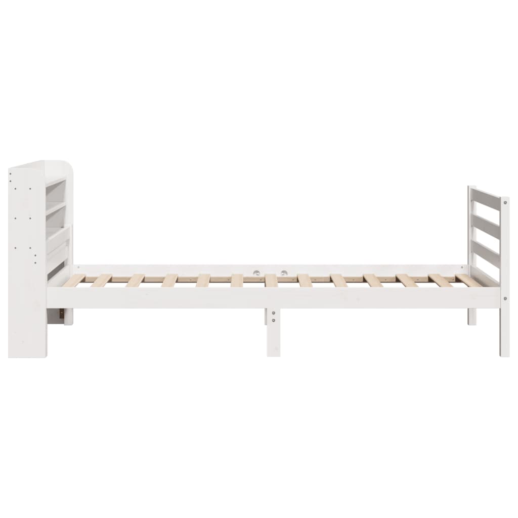 Sengeramme med hodegavl hvit 100x200 cm heltre furu
