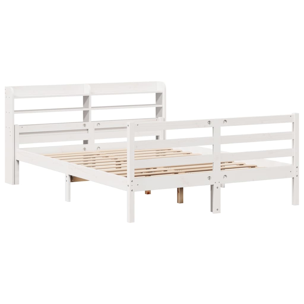 Sengeramme med hodegavl hvit 140x200 cm heltre furu