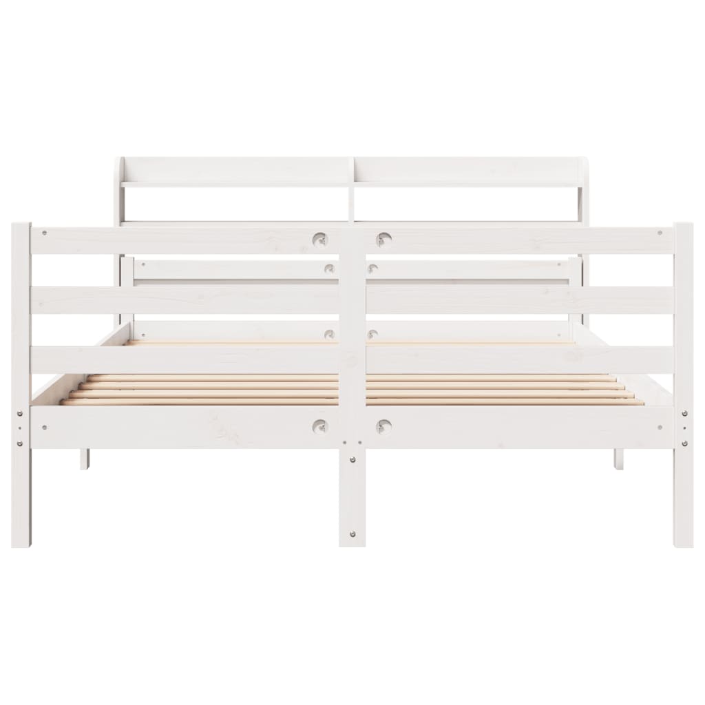 Sengeramme med hodegavl hvit 140x200 cm heltre furu