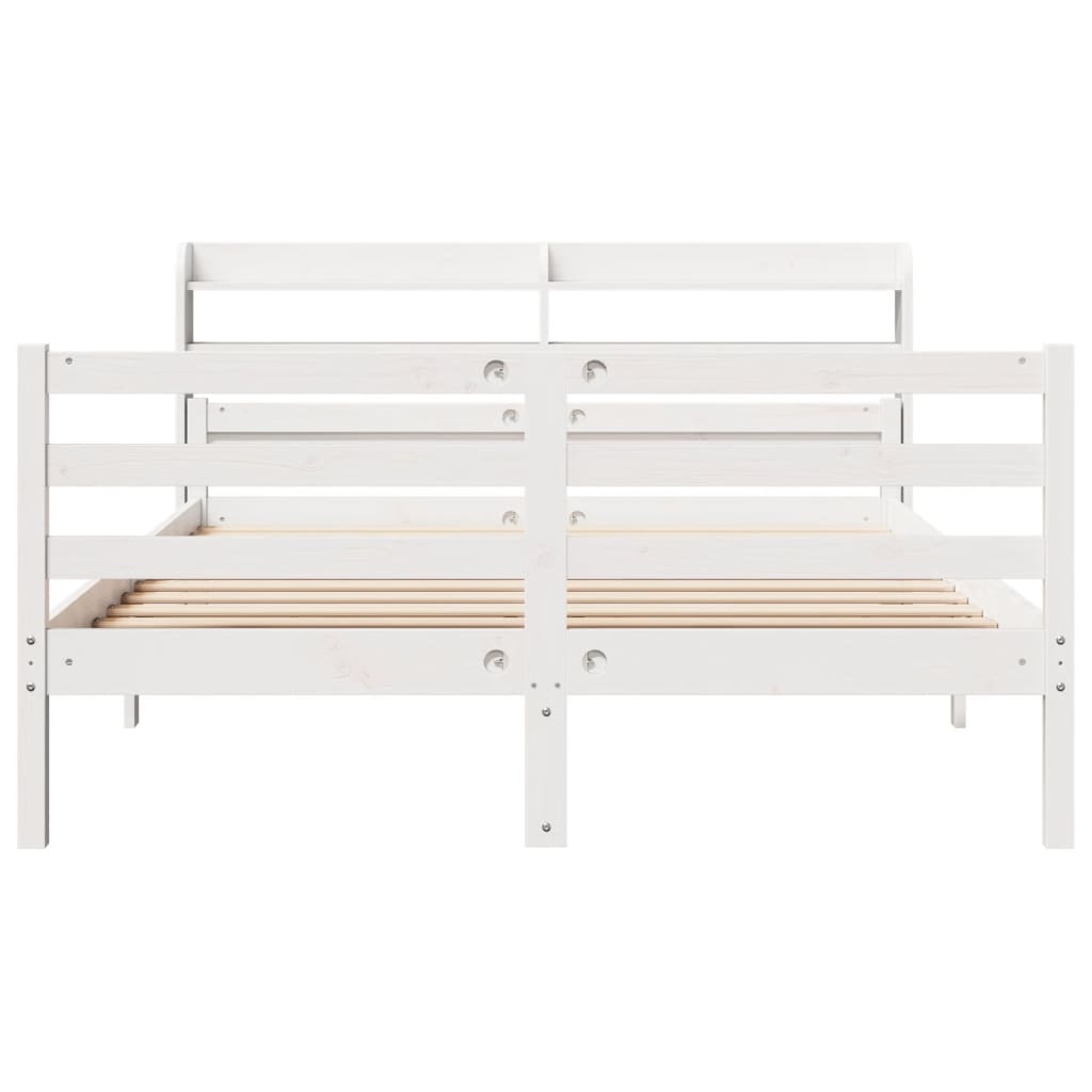 Sengeramme med hodegavl hvit 150x200 cm heltre furu