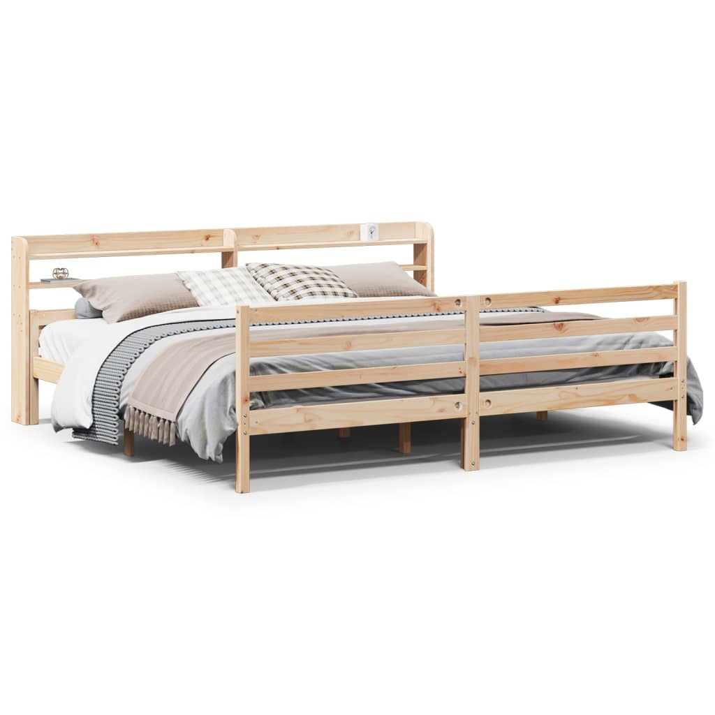 Sengeramme med hodegavl 200x200 cm heltre furu