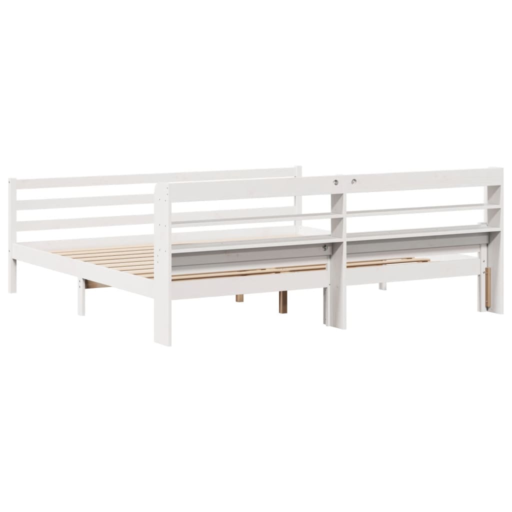 Sengeramme med hodegavl hvit 200x200 cm heltre furu
