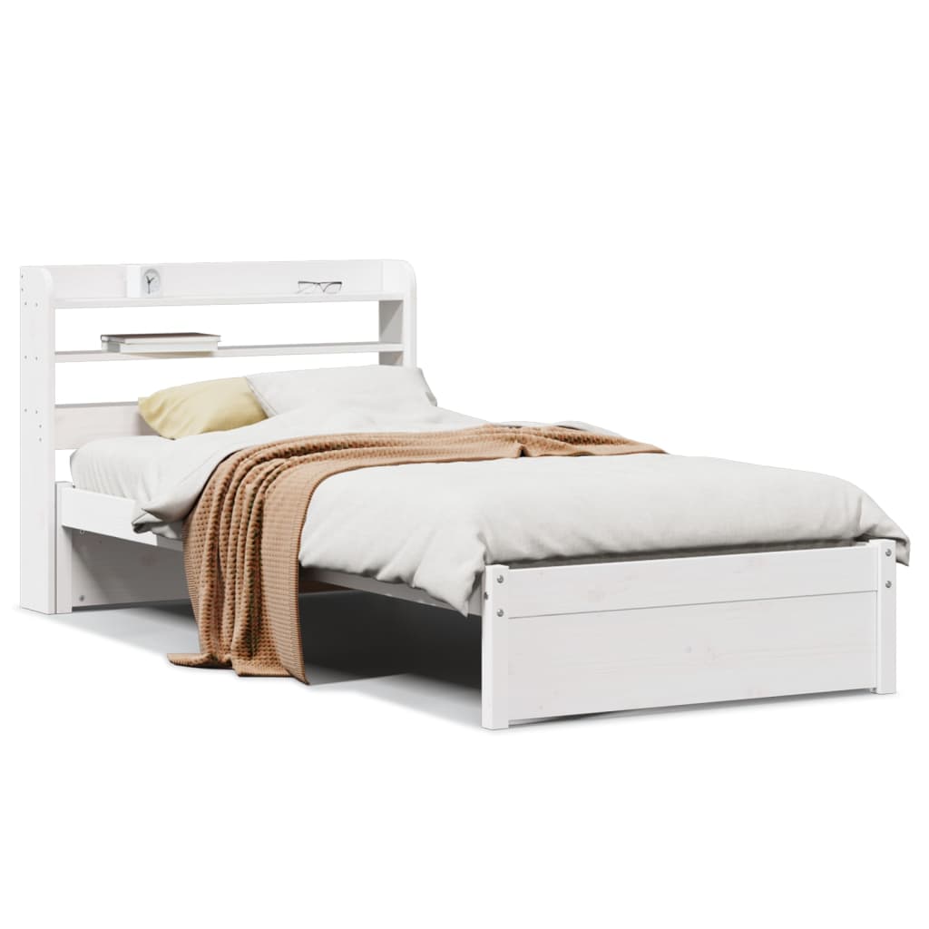 Sengeramme med hodegavl hvit 75x190 cm heltre furu