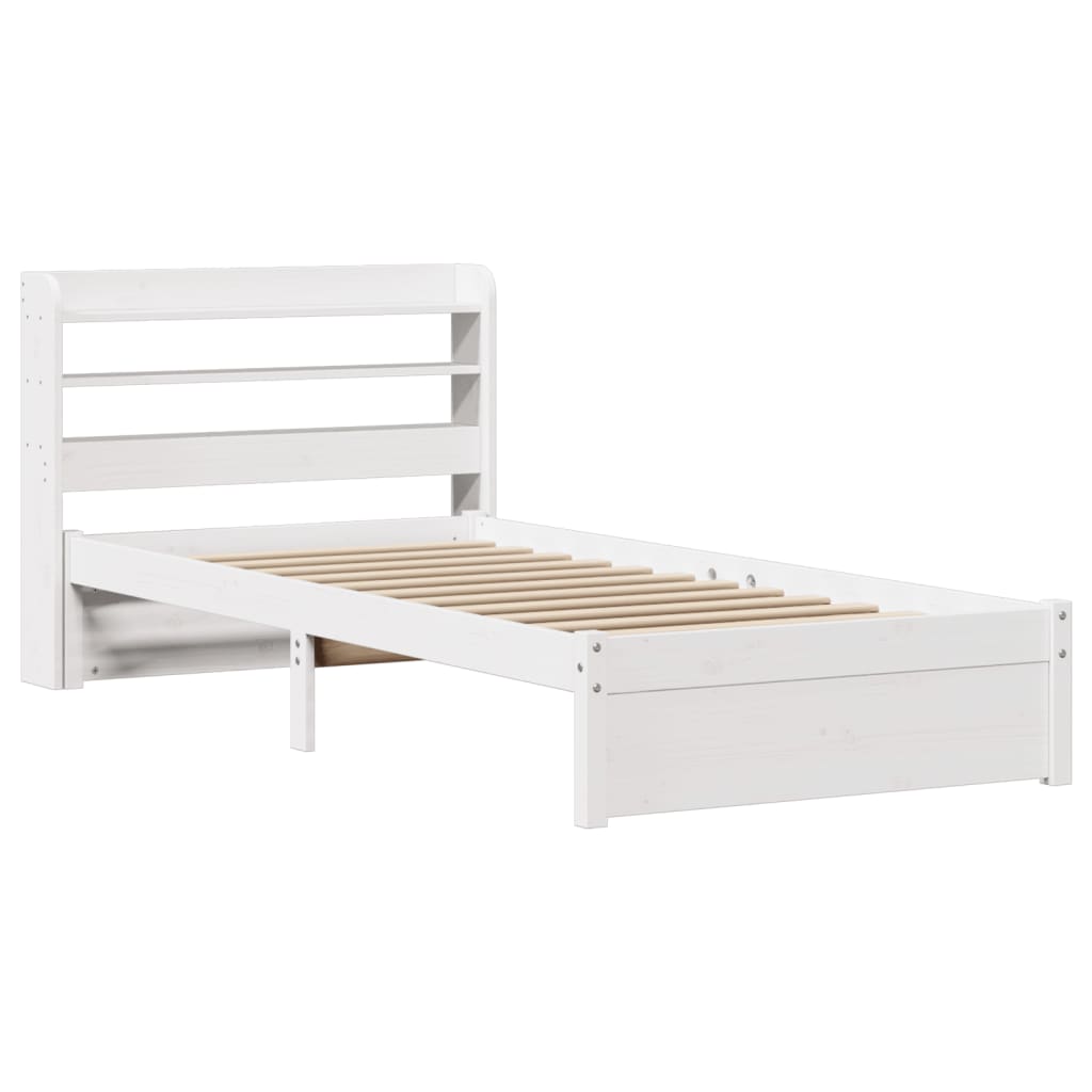 Sengeramme med hodegavl hvit 75x190 cm heltre furu