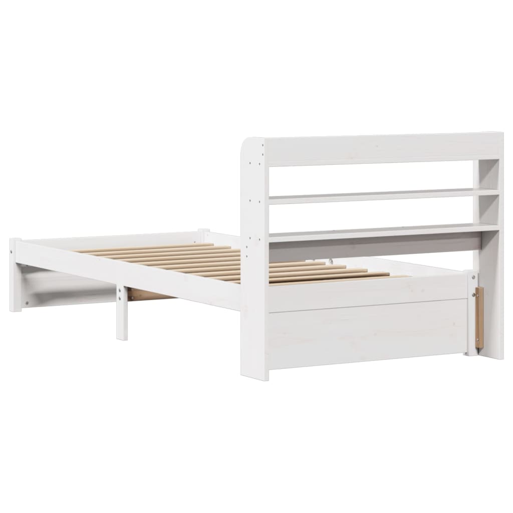 Sengeramme med hodegavl hvit 75x190 cm heltre furu