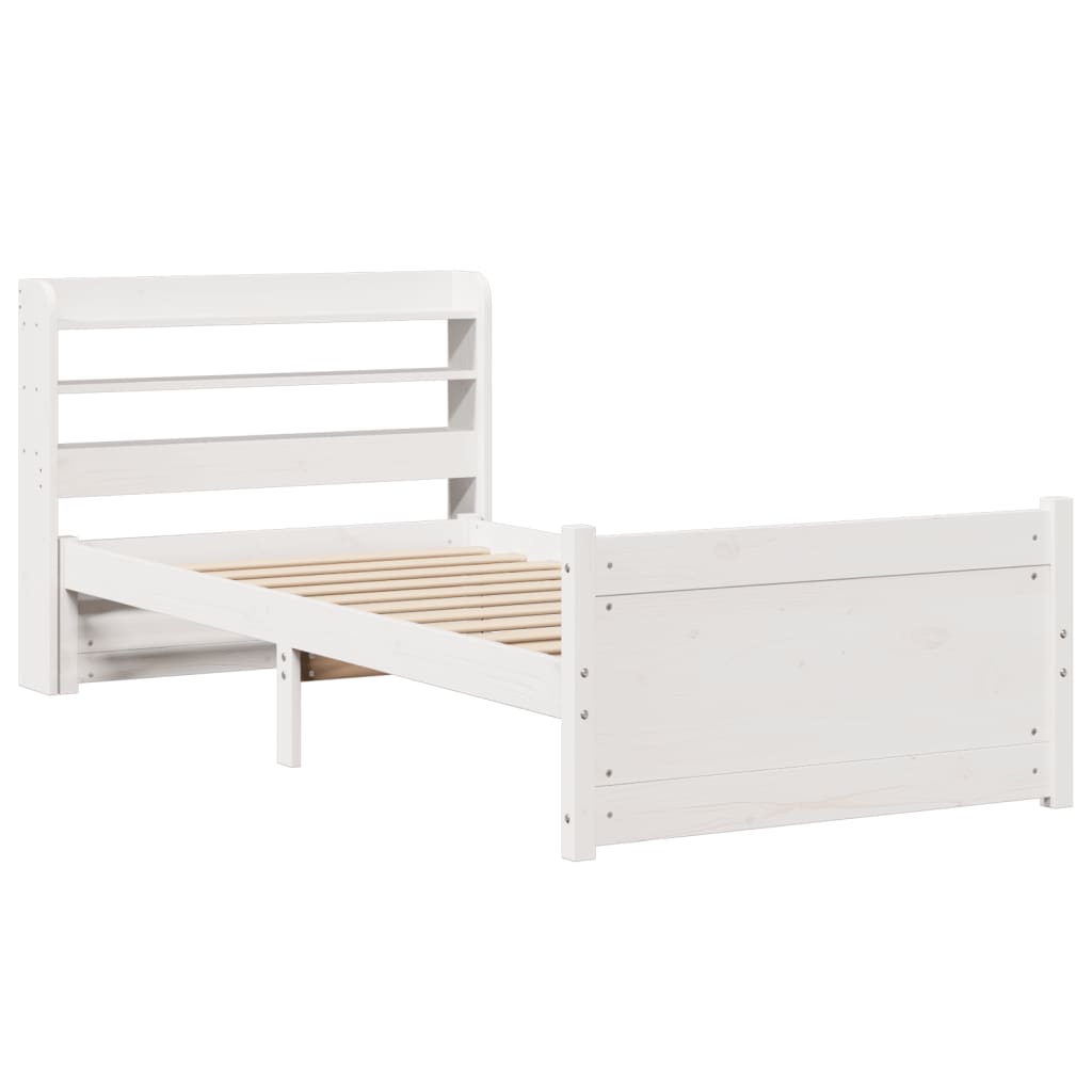 Sengeramme med hodegavl hvit 90x190 cm heltre furu