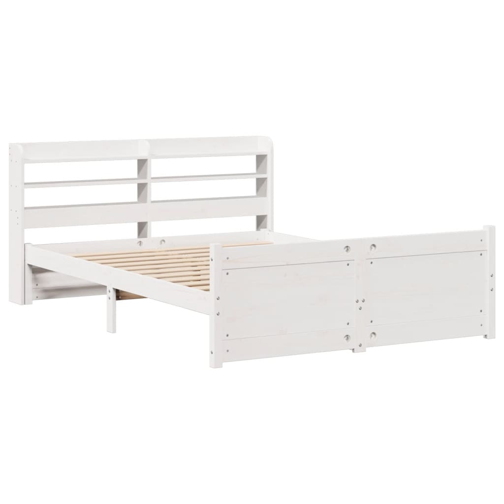 Sengeramme med hodegavl hvit 140x190 cm heltre furu vidaXL