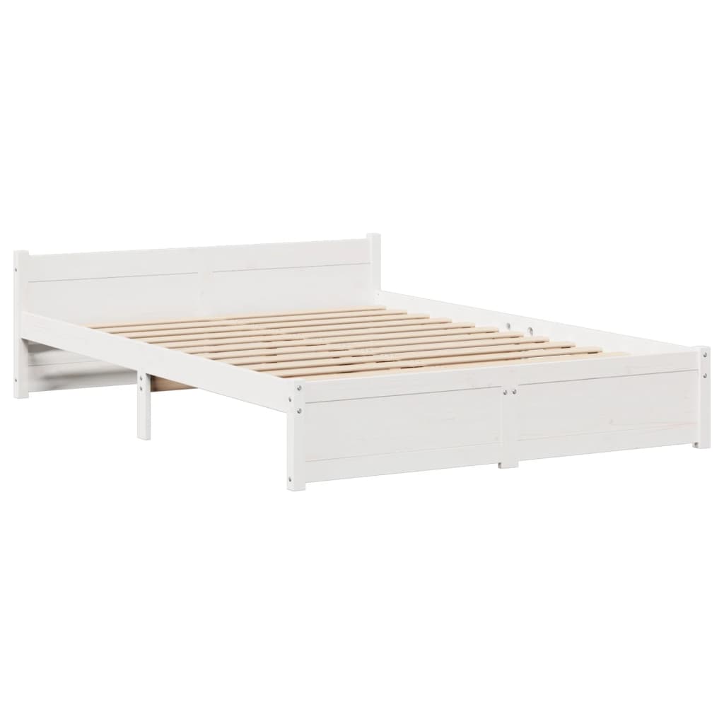 Sengeramme med hodegavl hvit 140x190 cm heltre furu vidaXL