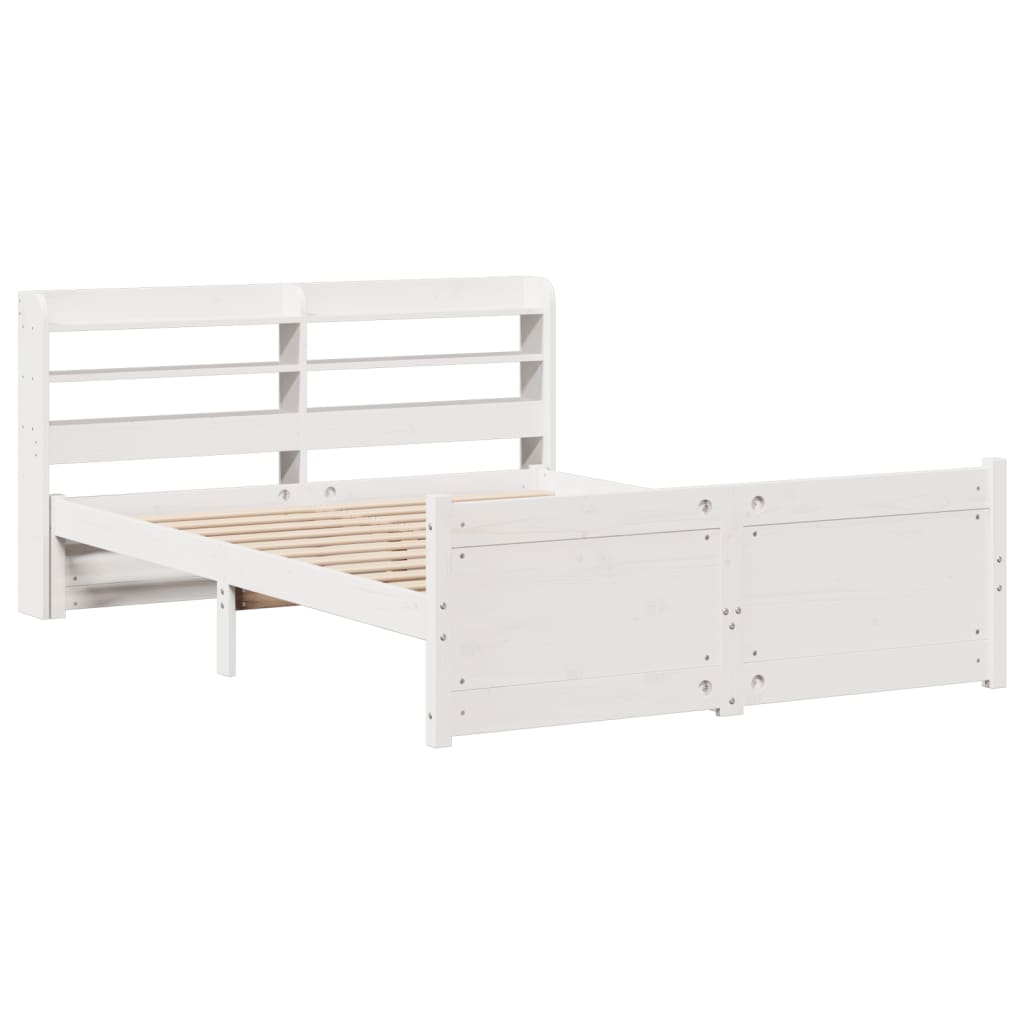 Sengeramme med hodegavl hvit 150x200 cm heltre furu