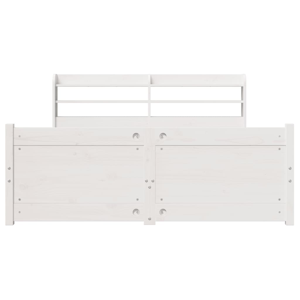 Sengeramme med hodegavl hvit 150x200 cm heltre furu