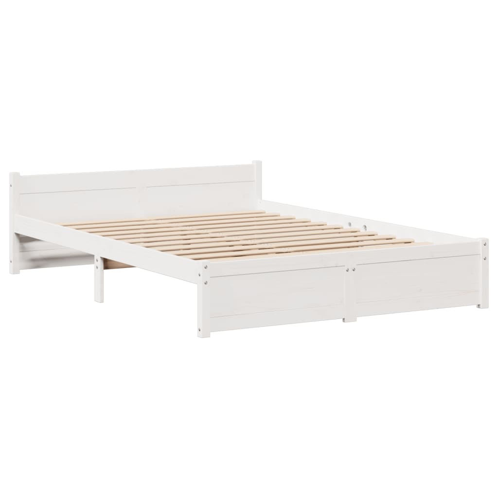 Sengeramme med hodegavl hvit 150x200 cm heltre furu