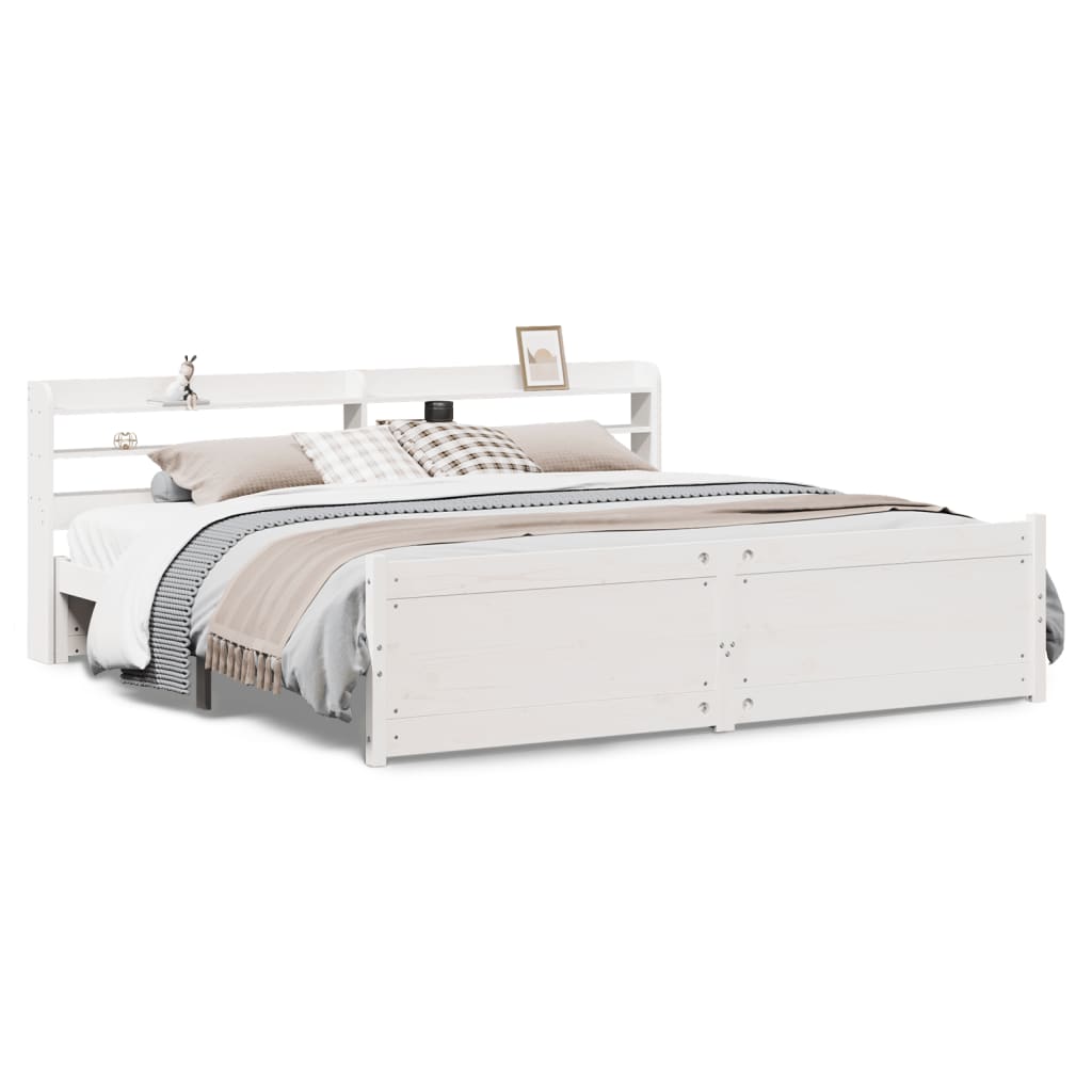 Sengeramme med hodegavl hvit 180x200 cm heltre furu