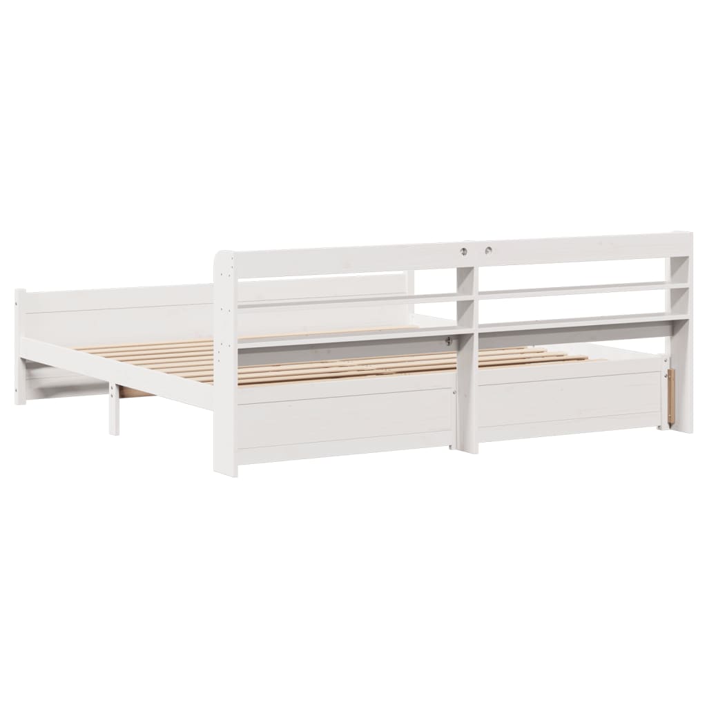 Sengeramme med hodegavl hvit 180x200 cm heltre furu