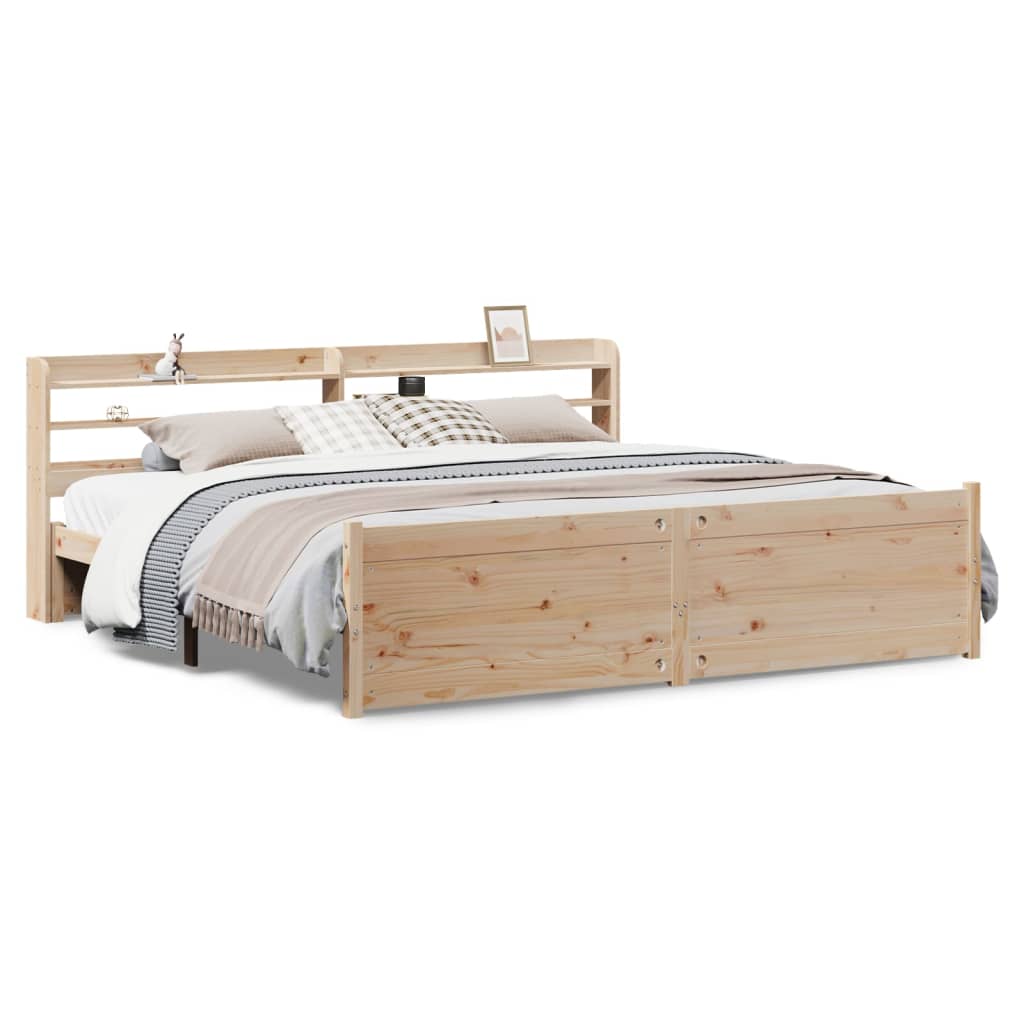Sengeramme med hodegavl 200x200 cm heltre furu