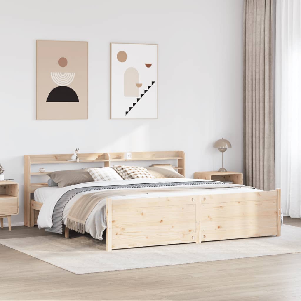Sengeramme med hodegavl 200x200 cm heltre furu